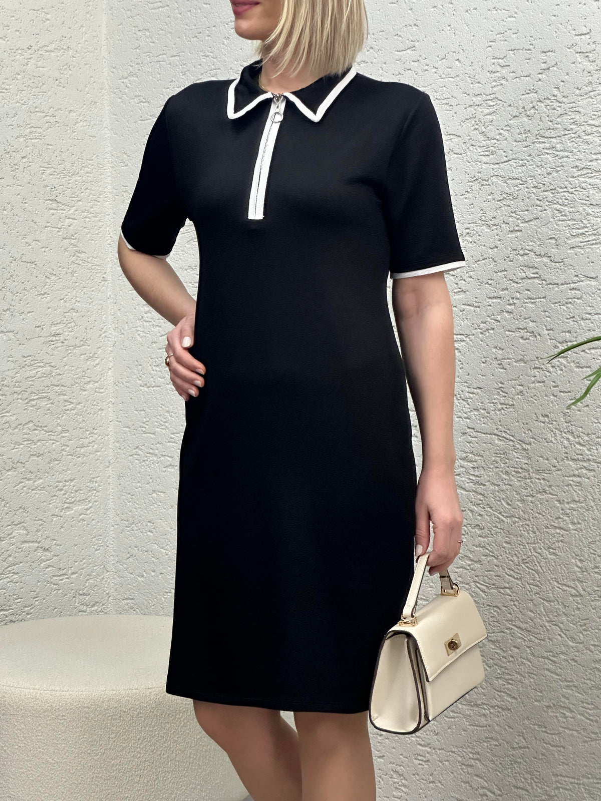 POLO YAKA ŞERİTLİ ELBİSE