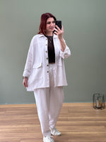 Premium seri %100 Pamuk Gabardin İkili Takım Beyaz