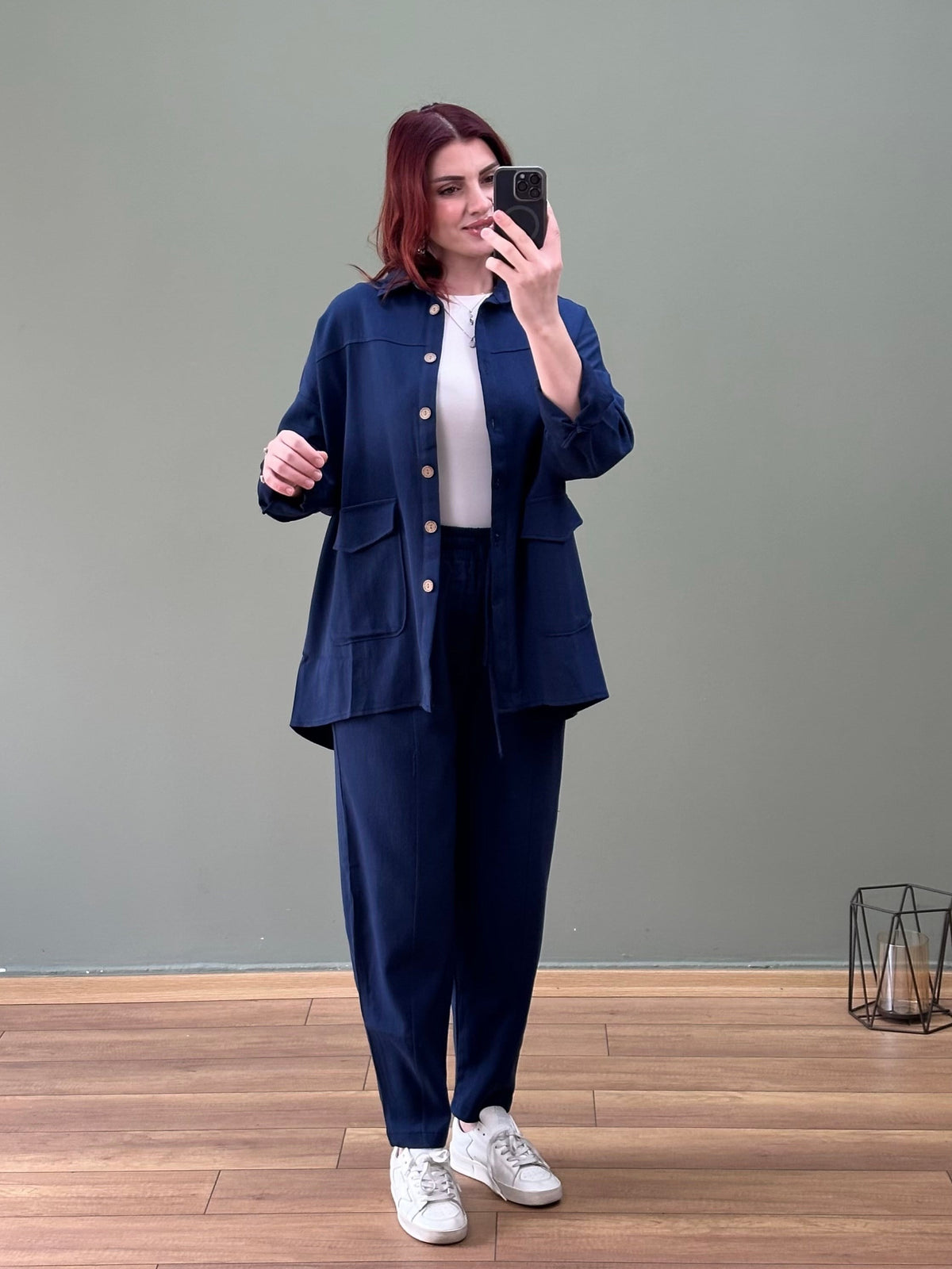 Premium seri %100 Pamuk Gabardin İkili Takım Lacivert