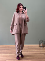 Premium seri %100 Pamuk Gabardin İkili Takım Vizon