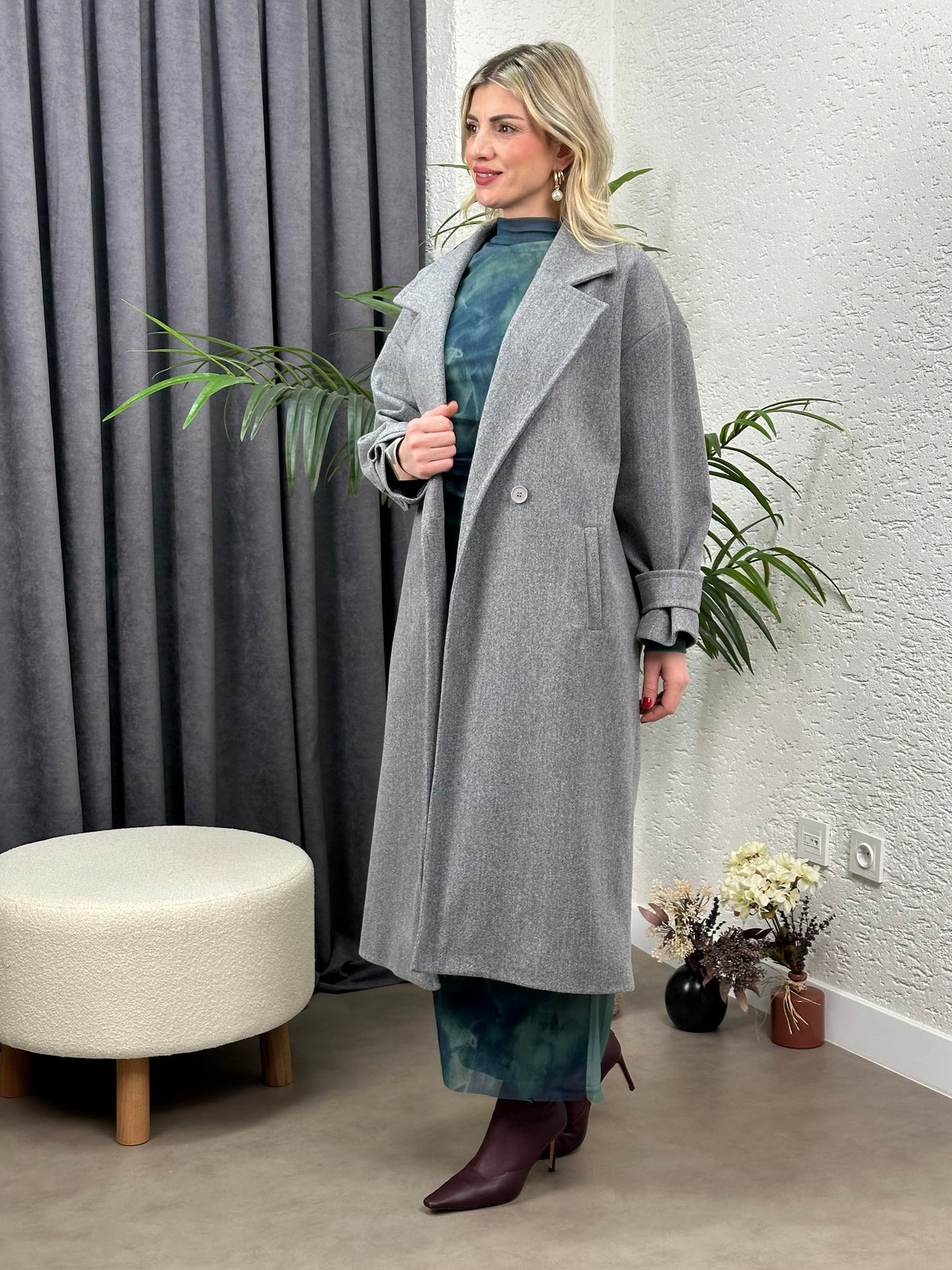PREMIUM SERI MARKA KAŞE KABAN GRİ