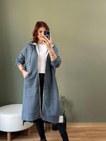 PREMİUM SERİ ÖZEL TASARIM FERMUAR KPÜŞONLU SWEAT INDIGO MAVİ