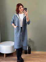 PREMİUM SERİ ÖZEL TASARIM FERMUAR KPÜŞONLU SWEAT INDIGO MAVİ