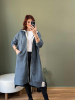 PREMİUM SERİ ÖZEL TASARIM FERMUAR KPÜŞONLU SWEAT INDIGO MAVİ