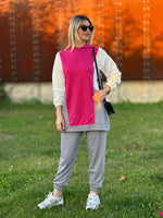 RENKLİ İKİLİ TAKIM GRİ PEMBE