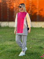 RENKLİ İKİLİ TAKIM GRİ PEMBE