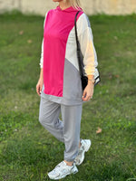 RENKLİ İKİLİ TAKIM GRİ PEMBE