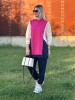 RENKLİ İKİLİ TAKIM LACİVERT PEMBE