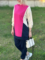 RENKLİ İKİLİ TAKIM LACİVERT PEMBE