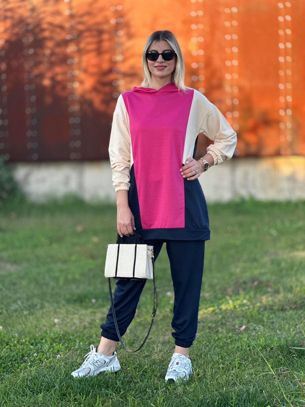 RENKLİ İKİLİ TAKIM LACİVERT PEMBE