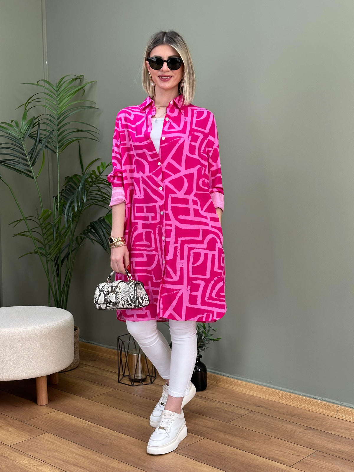 ROSE GÖMLEK TUNİK PEMBE TEMA
