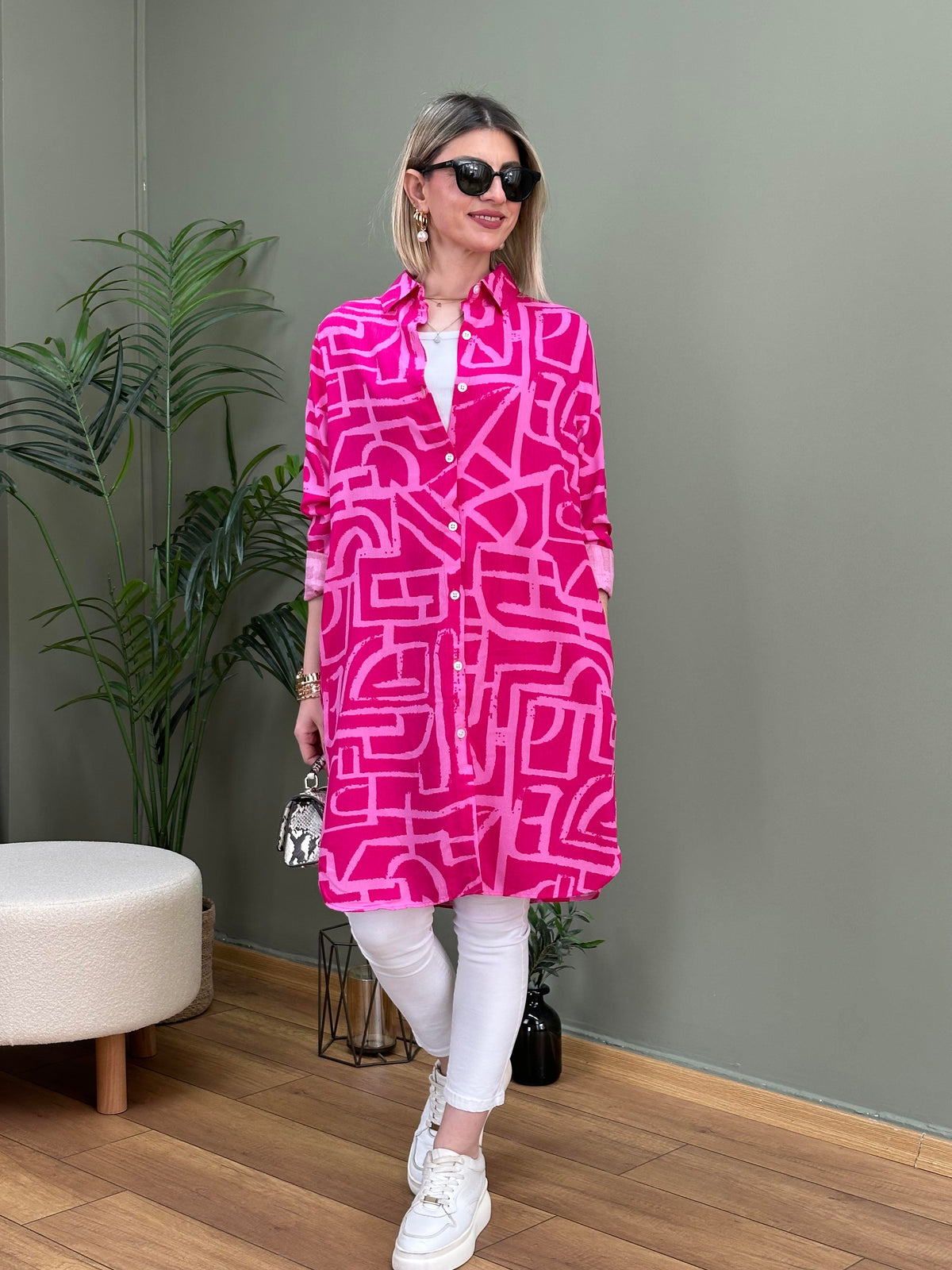 ROSE GÖMLEK TUNİK PEMBE TEMA