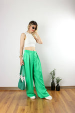 SATEN YEŞİL PANTOLON