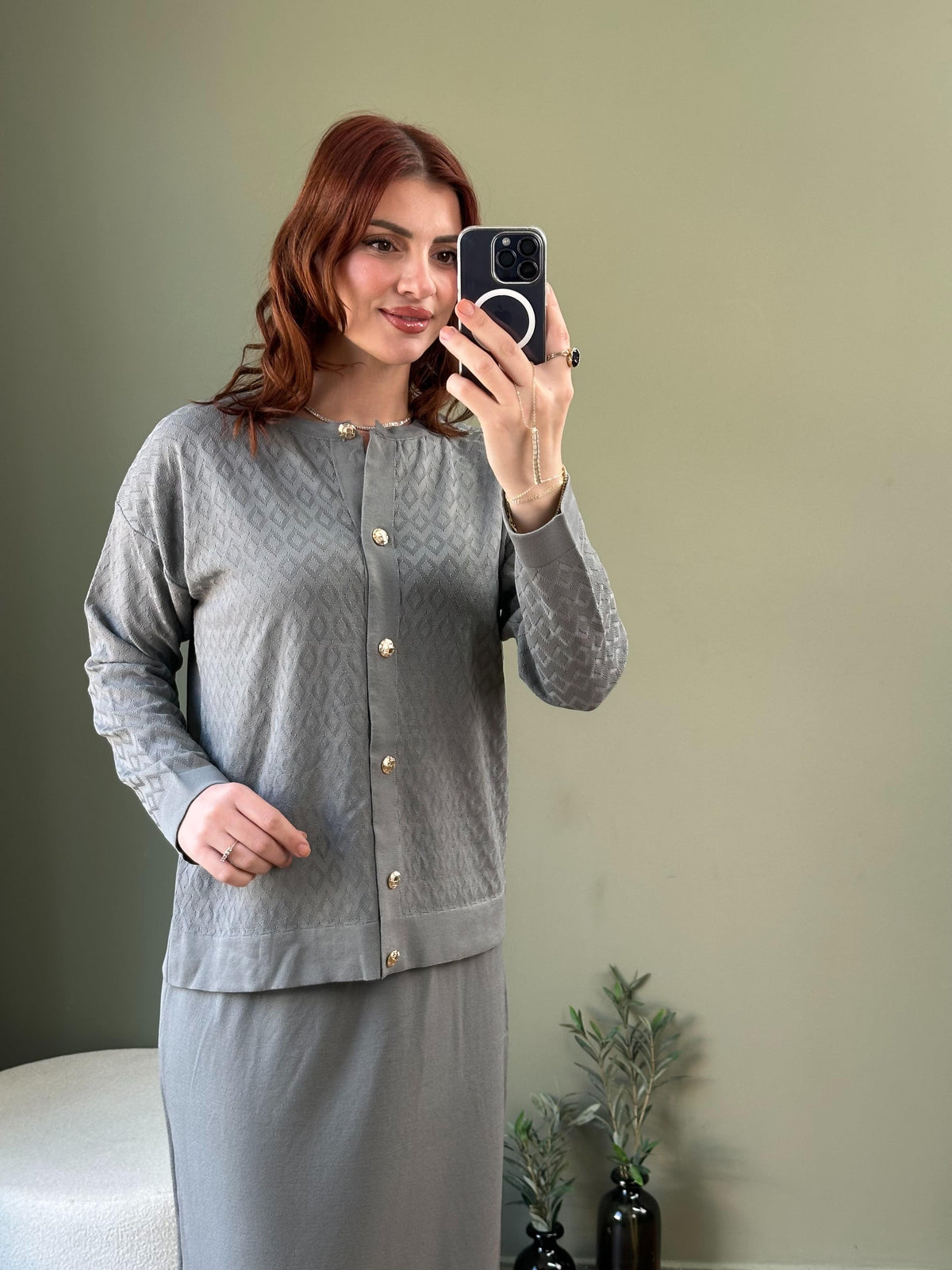 SOĞUK İPLİK MERSERİZE İKİLİ ETEKLİ TAKIM GRİ