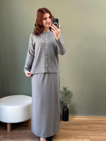 SOĞUK İPLİK MERSERİZE İKİLİ ETEKLİ TAKIM GRİ
