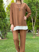 STİL AEROBİN KUMAŞ İKİLİ TAKIM KAHVE