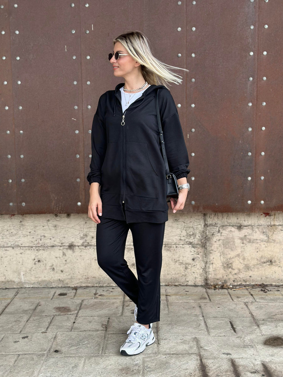 STİL FERMUARLI İKİLİ TAKIM SİYAH