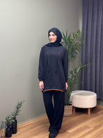 STİL NEON DETAY RİBANALI İKİLİ TAKIM SİYAH