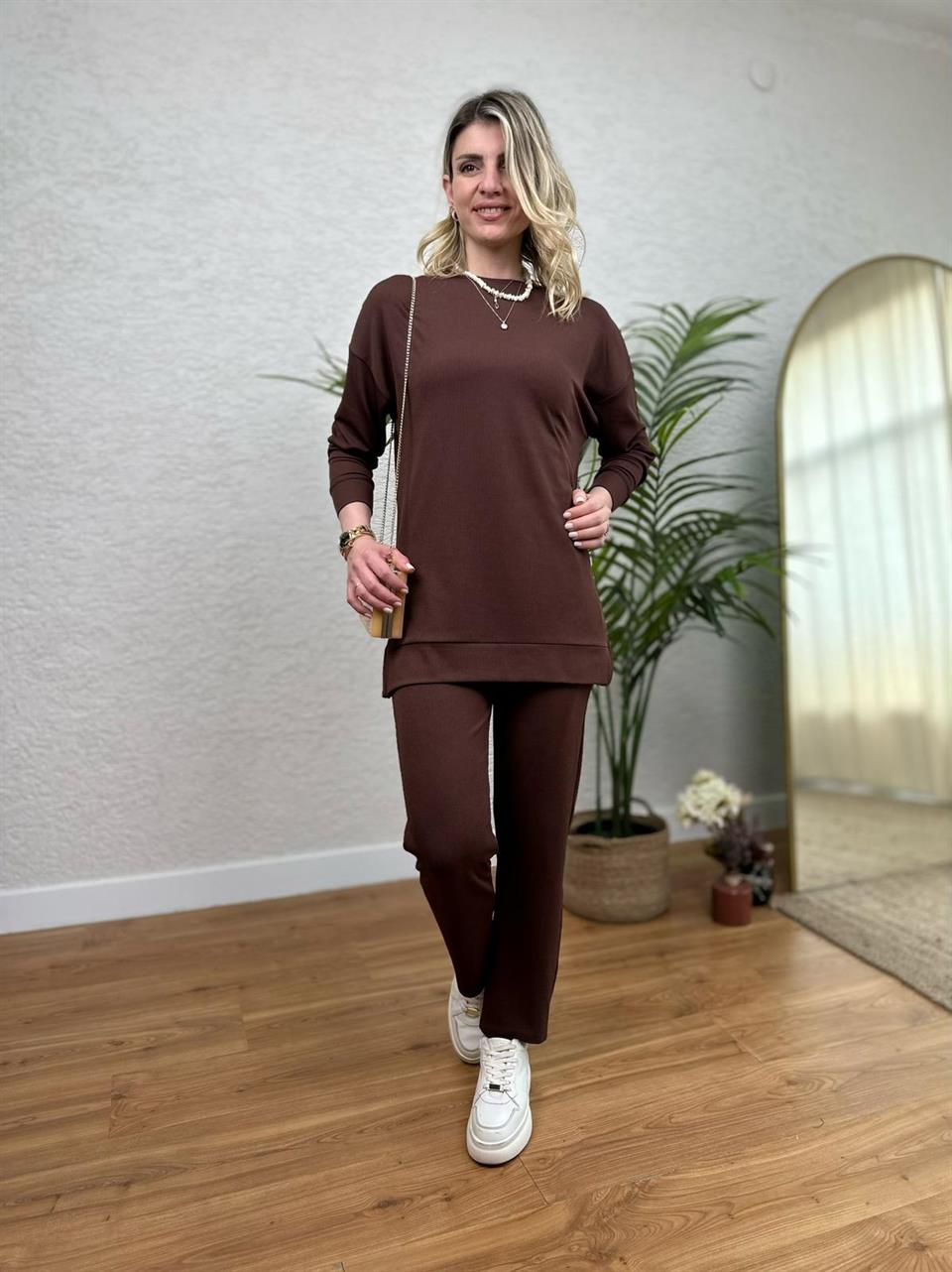 STİL TAKIM BÜRÜMCÜK KUMAŞ KAHVE