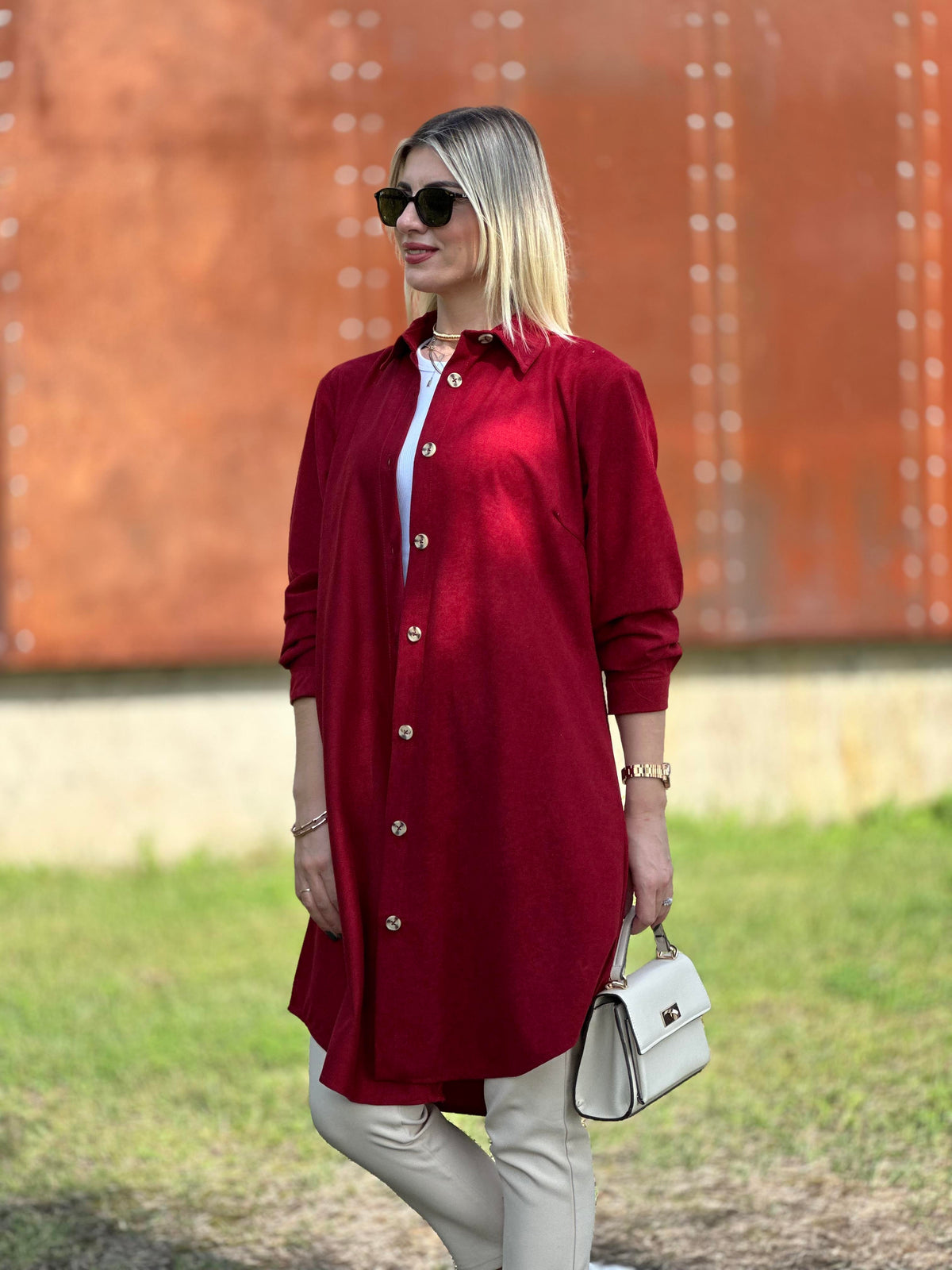 SÜET GÖMLEK TUNİK BORDO