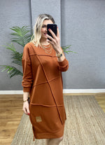 TARÇIN OVERSİZE GEOMETRİK  DİKİŞ DETAYLI SWEAT TUNİK