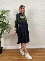 TASARIM BASKILI SWEAT ELBİSE HAKİ