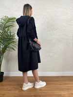 TASARIM BASKILI SWEAT ELBİSE SİYAH