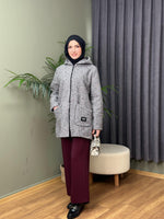 TASARIM BUKLET KAPÜŞONLU KABAN GRİ