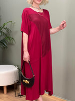 TASARIM FİLE DETAYLI SWEAT ELBİSE BORDO