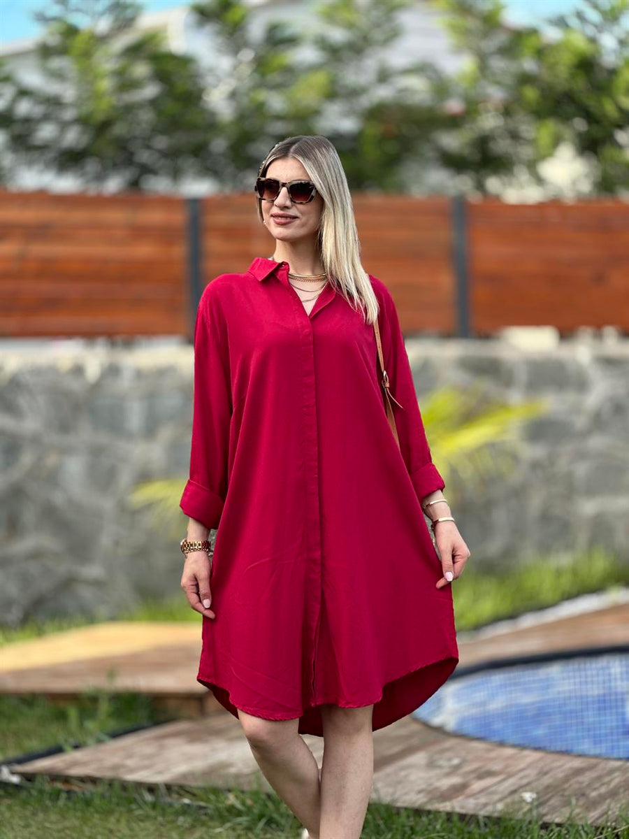 TASARIM GÖMLEK TUNİK MODEL BORDO