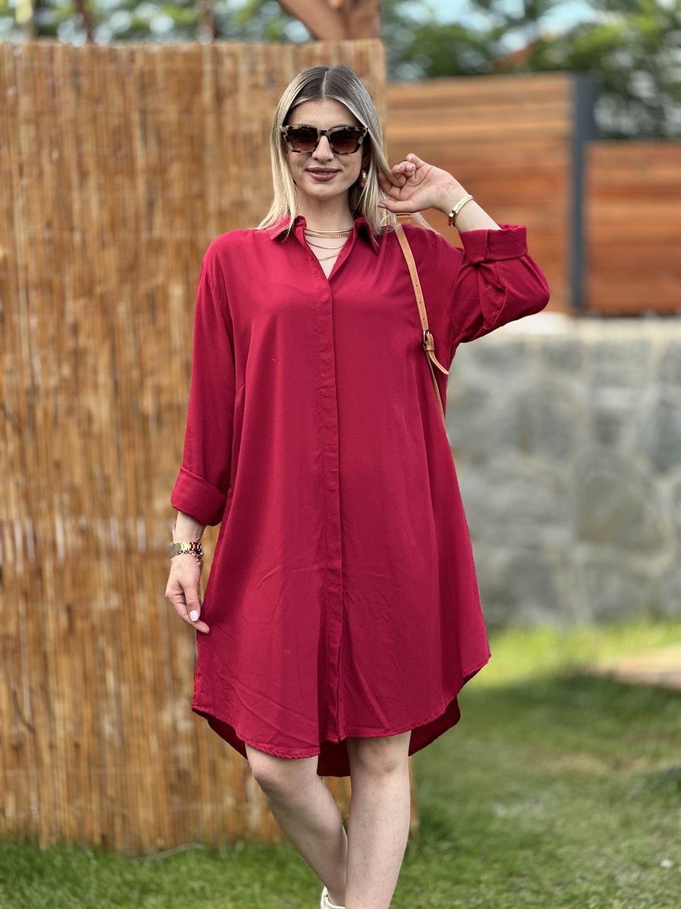 TASARIM GÖMLEK TUNİK MODEL BORDO
