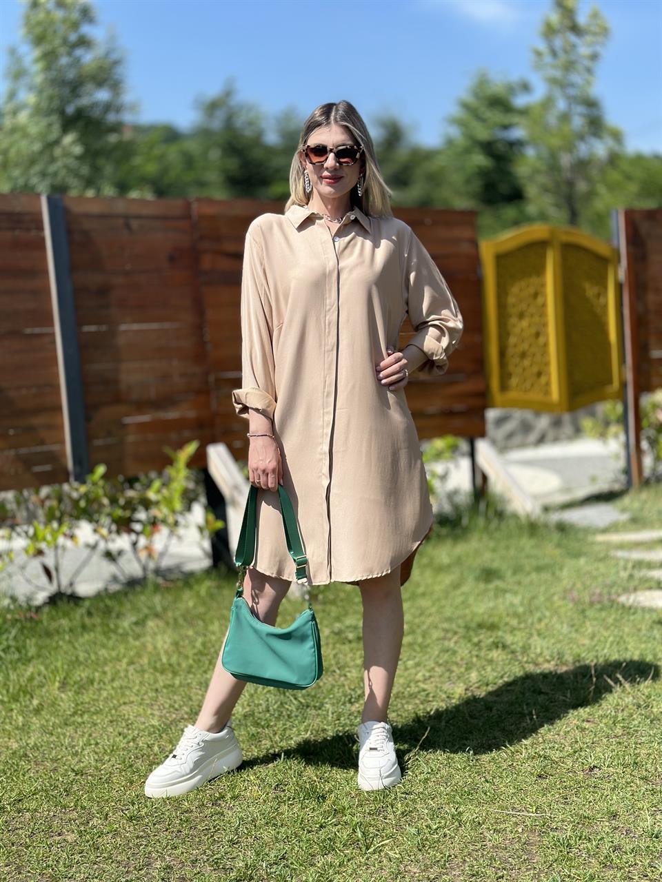 TASARIM GÖMLEK TUNİK MODEL VİZON