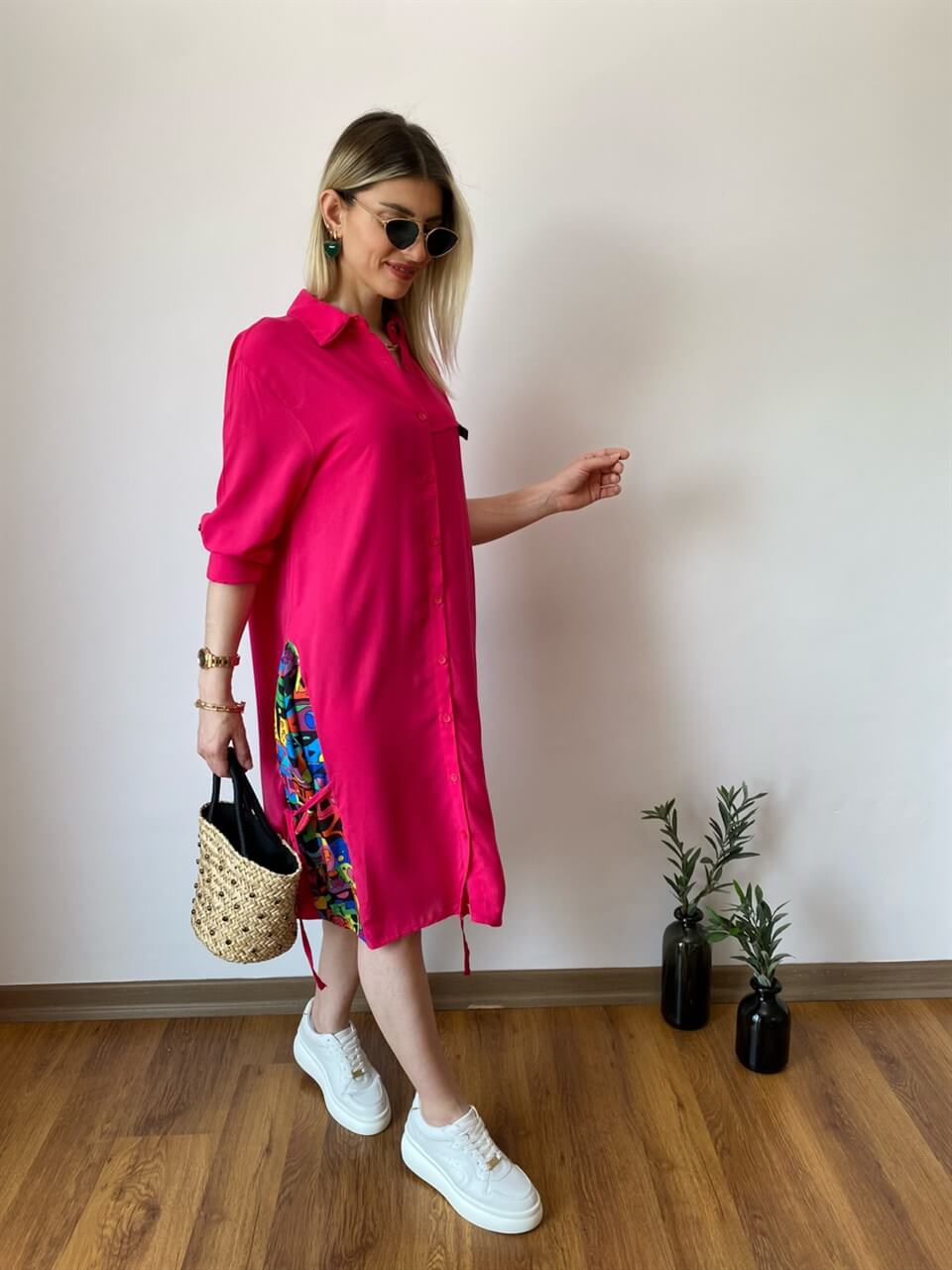 TASARIM GÖMLEK TUNİK PEMBE