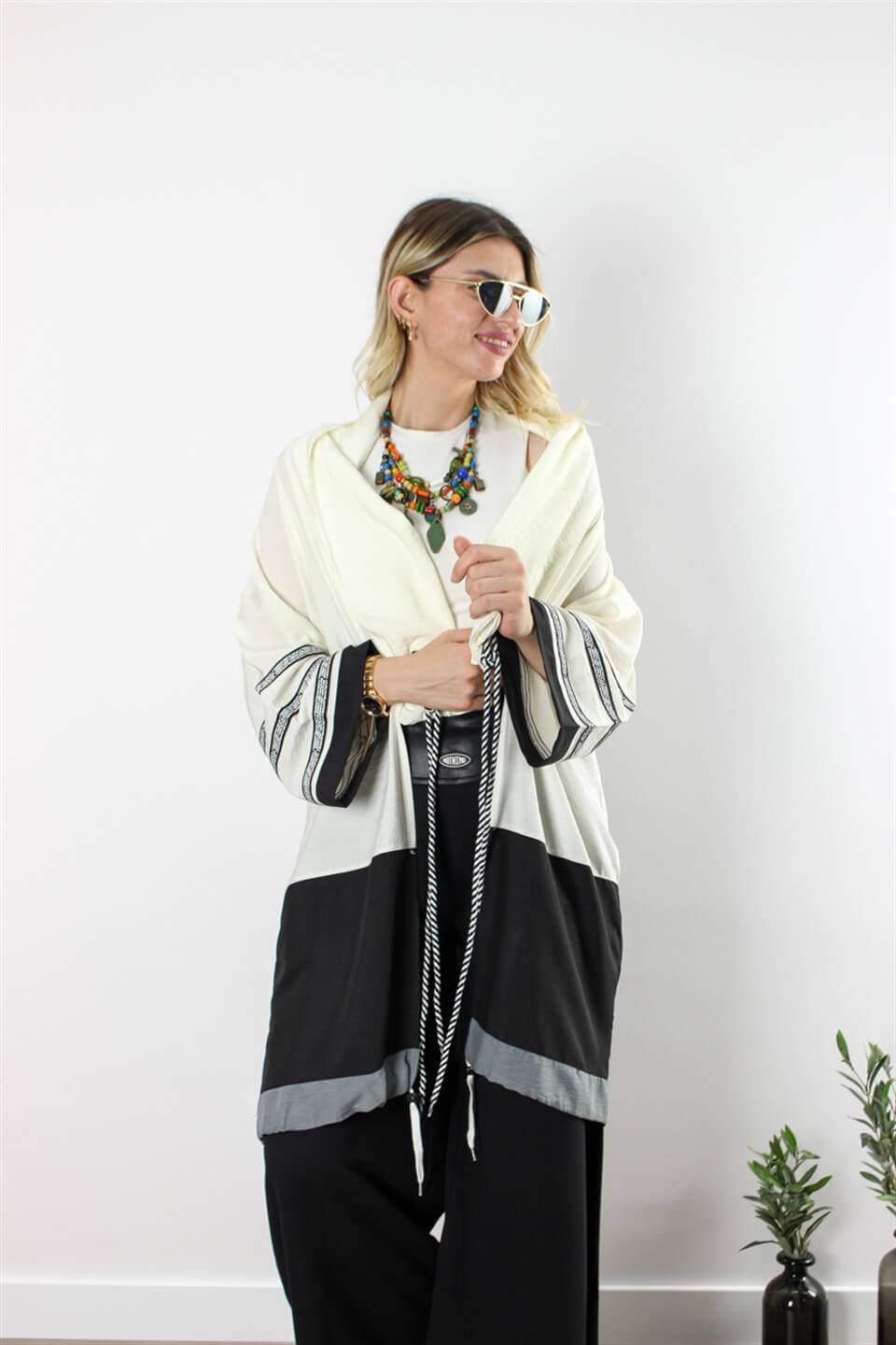 TASARIM KAFTAN AYROBİN KUMAŞ BEYAZ