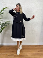 TASARIM MEÇLİ BEYAZ ŞERİTLİ ARMALI ELBİSE