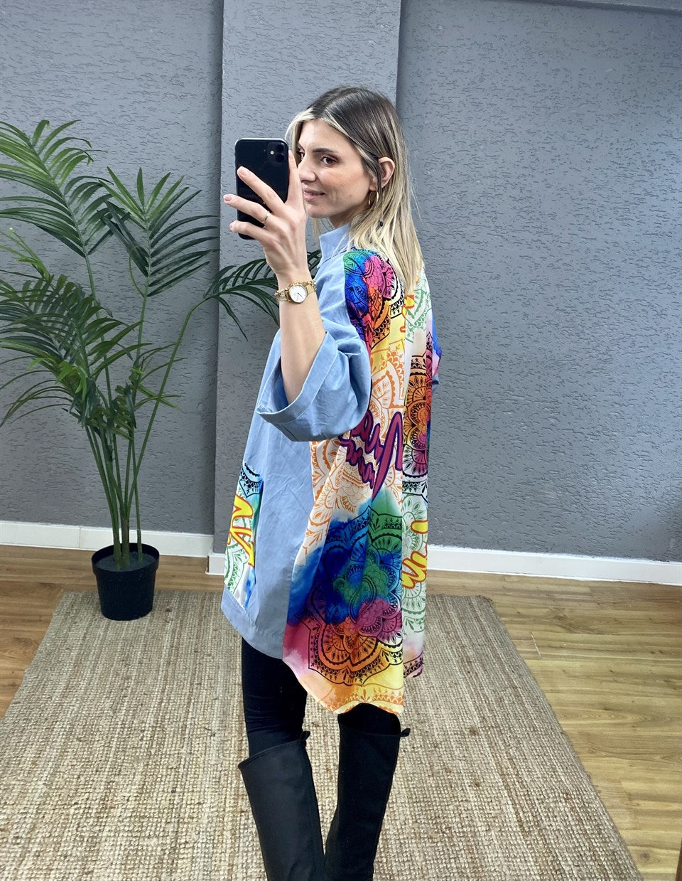 TASARIM MEÇLİ FERMUARLI TENSEL KOT SWEAT TUNİK