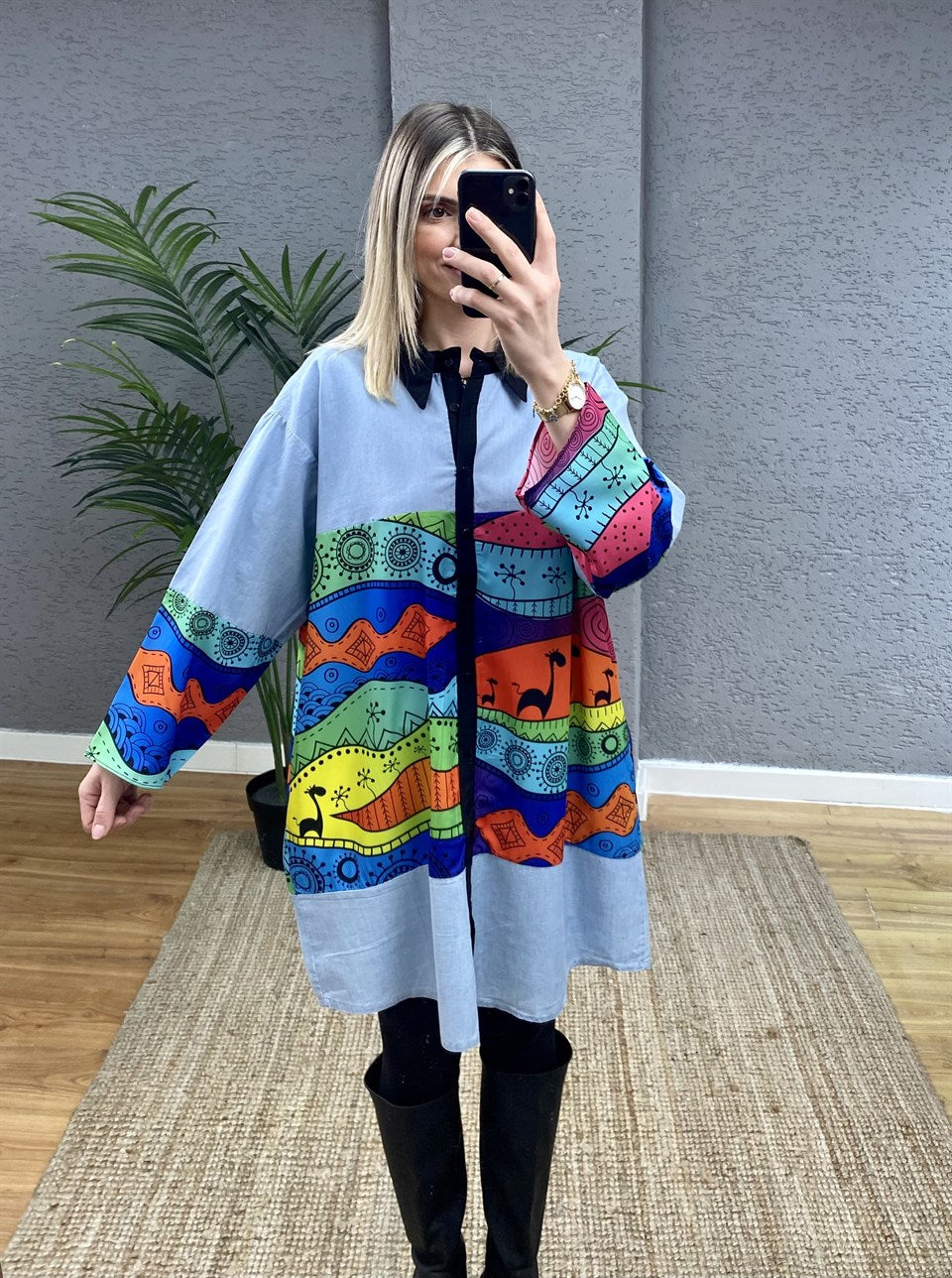 TASARIM MEÇLİ TENSEL KOT  SWEAT TUNİK
