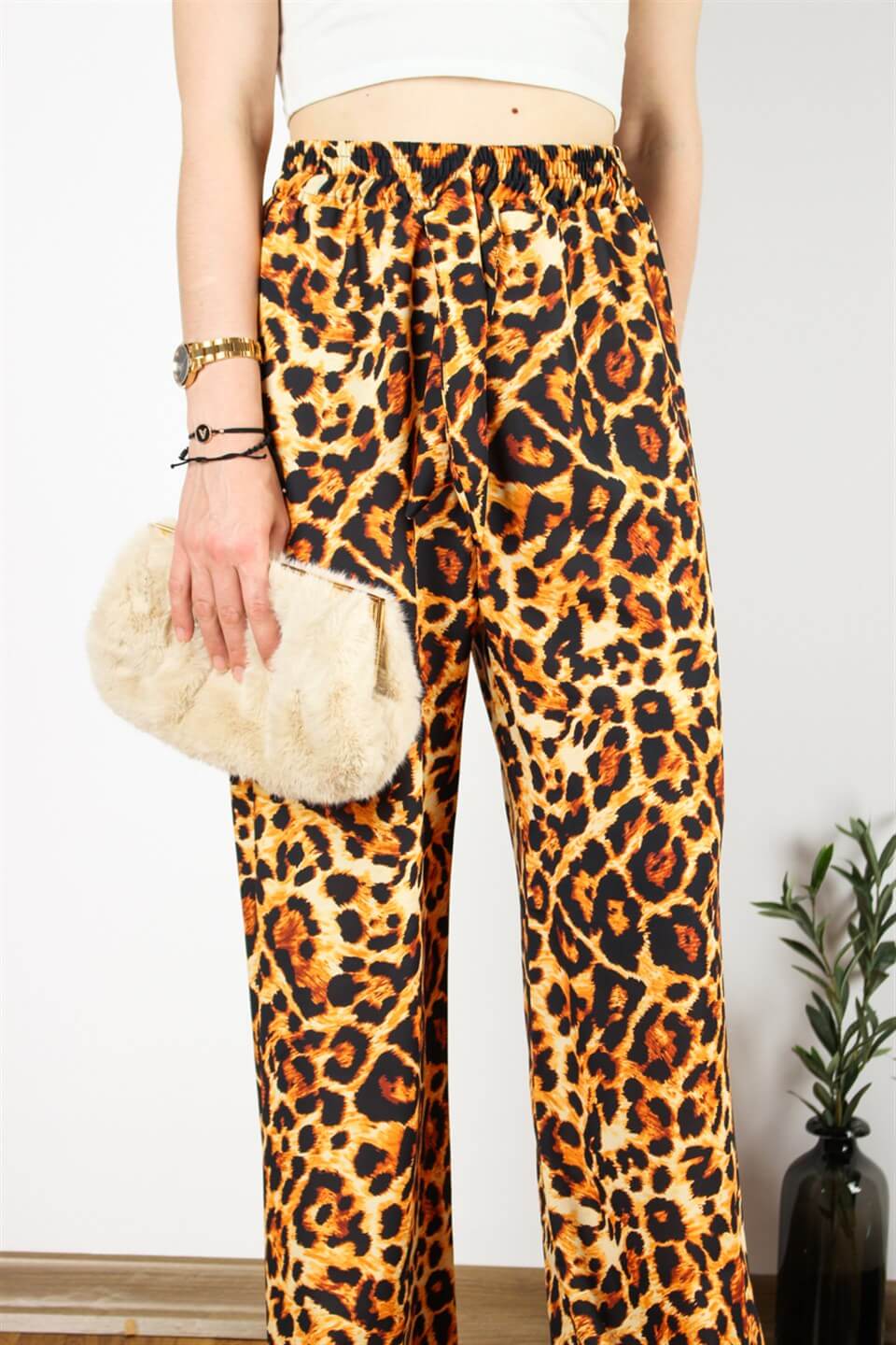 TASARIM PANTOLON ŞİFON LEOPAR