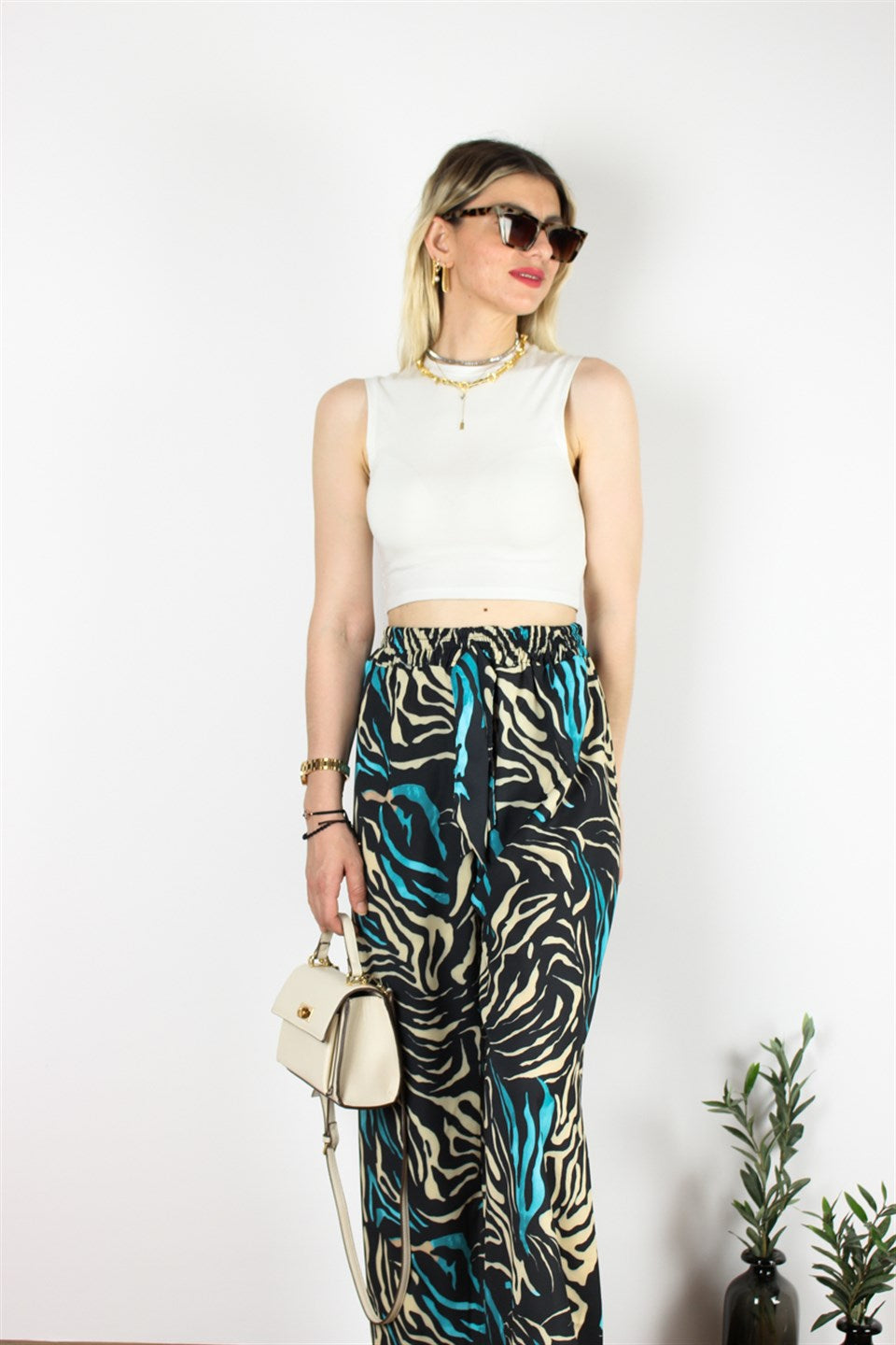 TASARIM PANTOLON ŞİFON ZEBRA