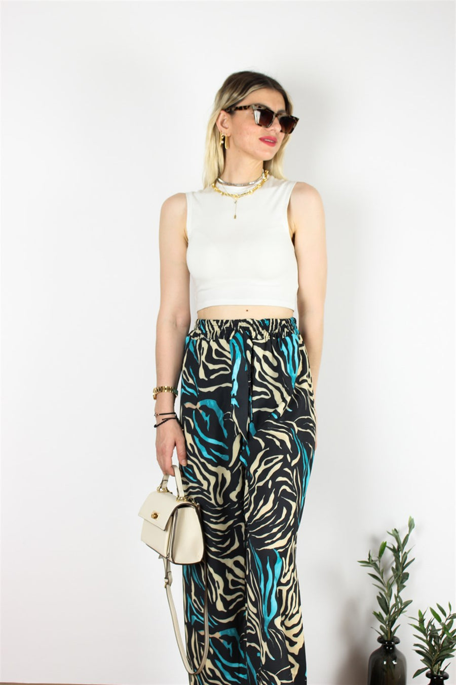 TASARIM PANTOLON ŞİFON ZEBRA
