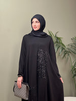 TASARIM PAYETLI SİYAH ELBİSE