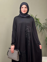 TASARIM PAYETLI SİYAH ELBİSE