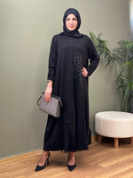 TASARIM PAYETLI SİYAH ELBİSE