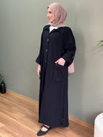 TASARIM UZUN KOL KATLAMALI KAP SİYAH
