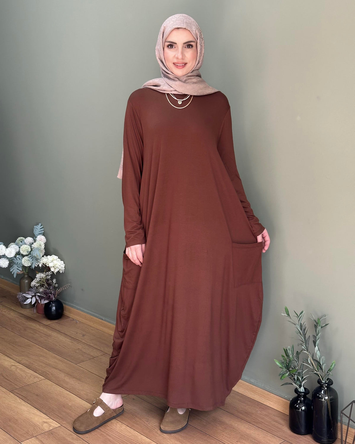 TORBA CEP ŞALVAR ELBİSE KAHVE