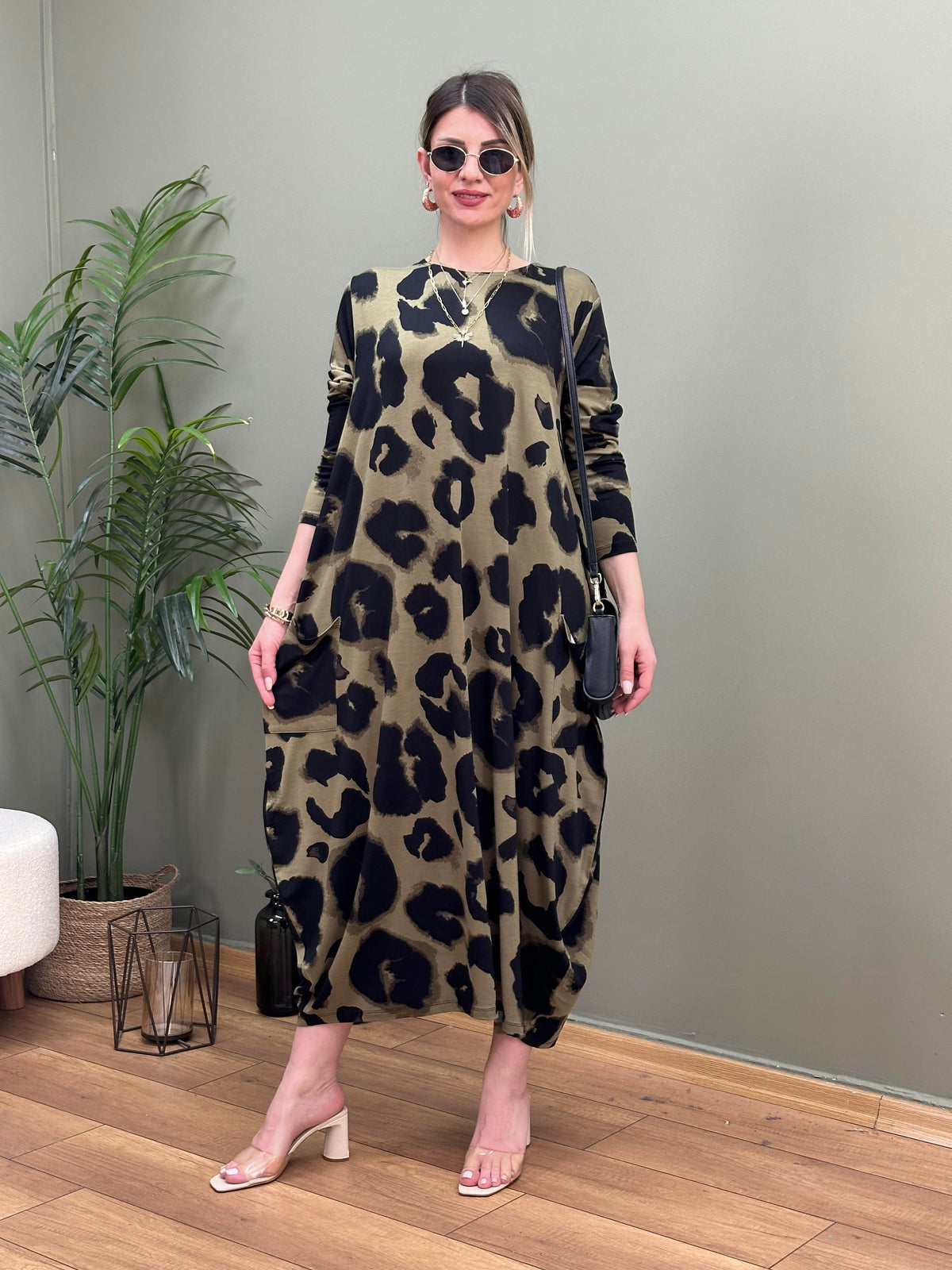 TORBA CEP ŞALVAR ELBİSE LEOPAR