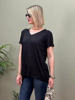 UZUN MODEL MODAL V YAKA T-SHIRT SİYAH