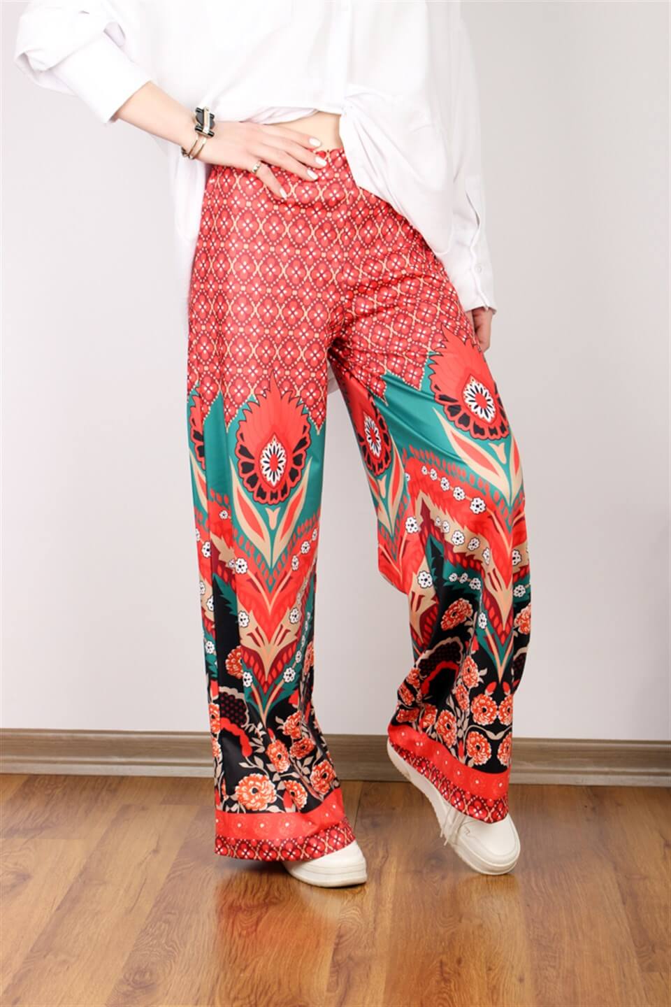 VİNTAGE MULTİ DESEN LİKRALI PANTOLON