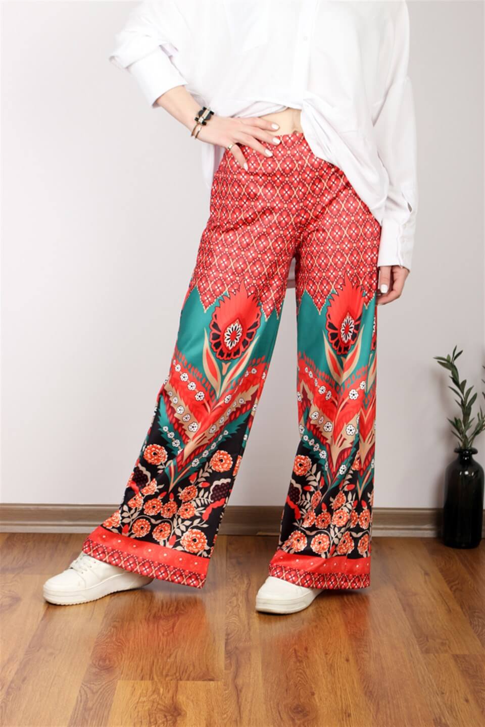 VİNTAGE MULTİ DESEN LİKRALI PANTOLON