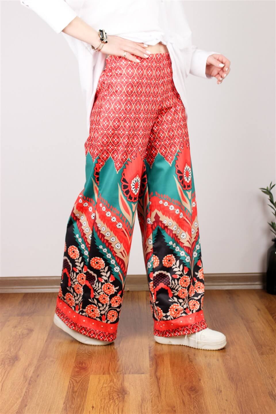 VİNTAGE MULTİ DESEN LİKRALI PANTOLON